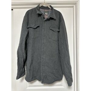 Eddie Bauer, Men's Long Sleeve Button Down Flannel Shirt, Dark Gray, Size XLT